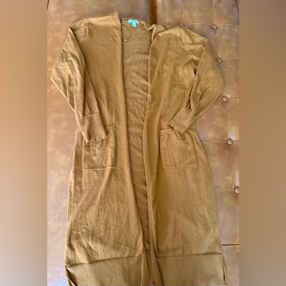 Nine West Camel-Orange Open Cardigan